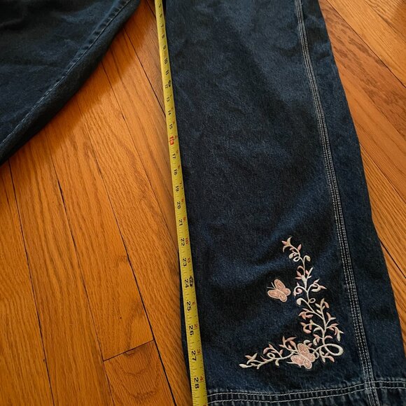 Vintage REVOLT Jean Overalls. 100% Durable Cotton, Floral Embroidered Dungarees - Picture 3 of 14